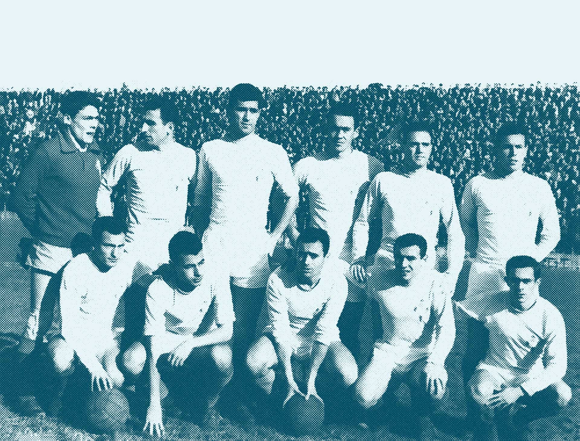 Alineación del Celta de Vigo en la temporada 1960/61. De izquierda a derecha: Pistón, Quinocho, Las Heras, Igoa, Marín, Albino (arriba); Pintos, Pais, Gómez, Bayo y Zamorita (abajo)./ Archivo